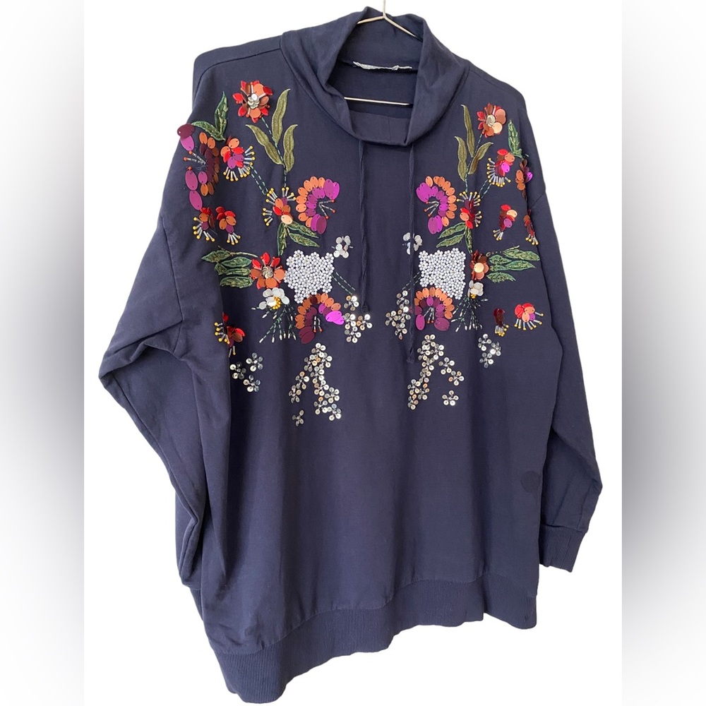 ASOS embroidered navy sweater